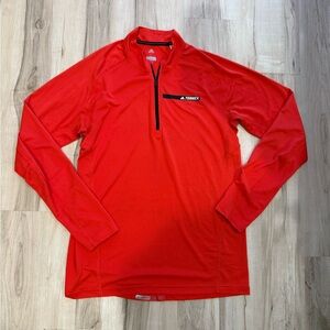 Men's Red Half-Zip Jacket / quarter zip long sleeve adidas terrex large